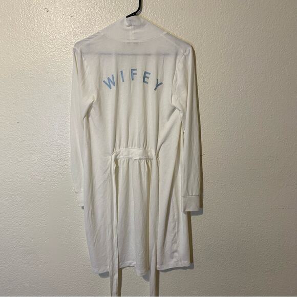 PJ Salvage Women's Ivory Microfiber Wifey Sleepwear Tie Plush Cable Robe XS - Picture 1 of 5